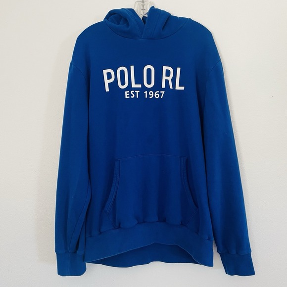 Polo Ralph Lauren Men's XL Royal Blue Logo Graphic Pullover Hoodie Classic EUC - Picture 1 of 7
